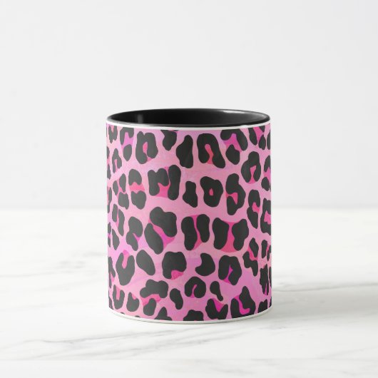Leopard, Schwarz und Heiß-Rosa Tasse (Zentrum)