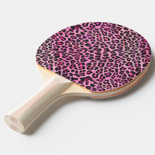 Leopard, Schwarz und Heiß-Rosa Tischtennis Schläger (Vorderseite)
