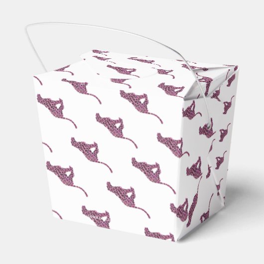 Leopard Schwarz und Hot Pink Drucksiloette Geschenkschachtel (Rückseite)