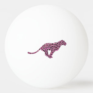 Leopard Schwarz und Hot Pink Drucksiloette Tischtennisball