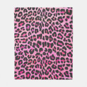 Leopard-Schwarz-und Pink-Druck Fleecedecke (Vorderseite)