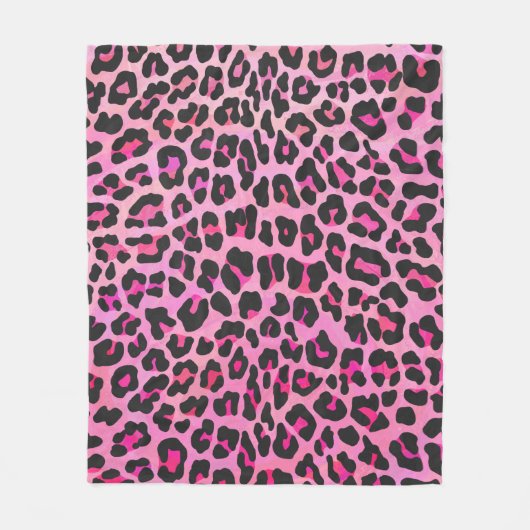 Leopard-Schwarz-und Pink-Druck Fleecedecke (Vorderseite)