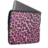 Leopard-Schwarz-und Pink-Druck Laptopschutzhülle (Vorne Rechts)