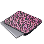 Leopard-Schwarz-und Pink-Druck Laptopschutzhülle (Vorne Knopf)