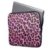 Leopard-Schwarz-und Pink-Druck Laptopschutzhülle (Vorderseite Links)