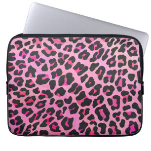 Leopard-Schwarz-und Pink-Druck Laptopschutzhülle