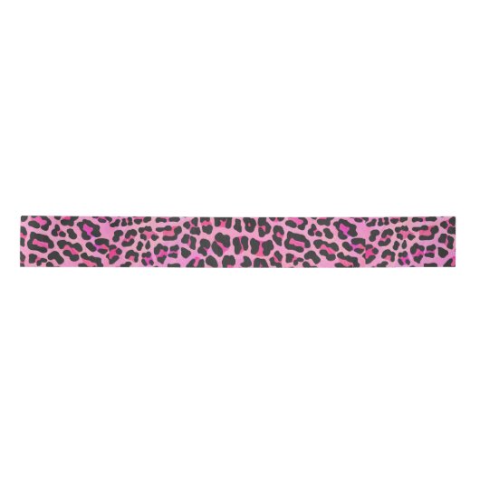 Leopard-Schwarz-und Pink-Druck Satinband (Vorderseite)