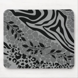 Leopard, schwarz und silber mousepad