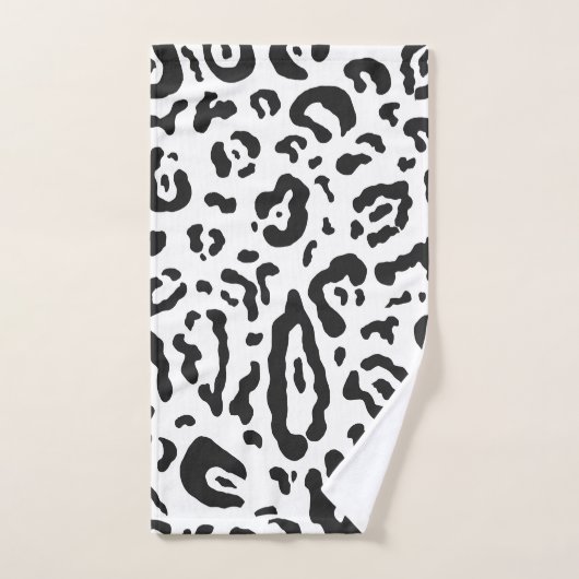 Leopard, Schwarz/Weiß, Leopard Badhandtuch Set (Handtuch)