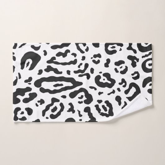 Leopard, Schwarz/Weiß, Leopard Badhandtuch Set (Handtuch)