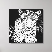 Leopard Schwarz-Weiß-Portrait Wrapped Canvas Leinwanddruck (Vorderseite)