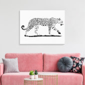 Leopard Schwarz-Weiß schöne Kunst zeichnend. Leinwanddruck (Insitu (Wohnzimmer))