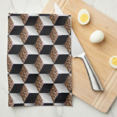 Leopard Schwarz-weiß Shaded 3D Look Cubes Geschirrtuch (Viertel Falte)