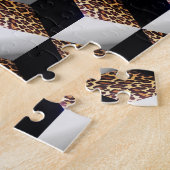 Leopard Schwarz-weiß Shaded 3D Look Cubes Puzzle (Seite)