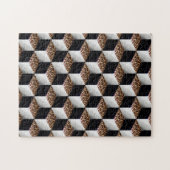 Leopard Schwarz-weiß Shaded 3D Look Cubes Puzzle (Horizontal)