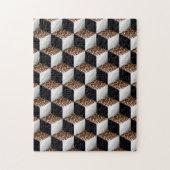 Leopard Schwarz-weiß Shaded 3D Look Cubes Puzzle (Vertikal)