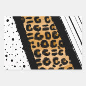 Leopard, schwarze und weiße Streifen und Polka-Pun Geschenkpapier Set (Vorderseite 3)