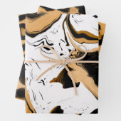 Leopard, schwarze und weiße Streifen und Polka-Pun Geschenkpapier Set (Beispiel)