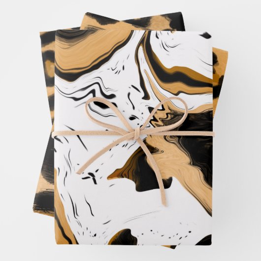 Leopard, schwarze und weiße Streifen und Polka-Pun Geschenkpapier Set (Beispiel)