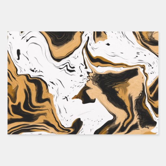 Leopard, schwarze und weiße Streifen und Polka-Pun Geschenkpapier Set (Vorderseite)