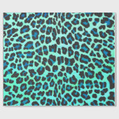 Leopard-schwarzer und aquamariner Druck Geschenkpapier (Flach)