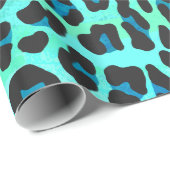 Leopard-schwarzer und aquamariner Druck Geschenkpapier (Rolleneckpunkt)