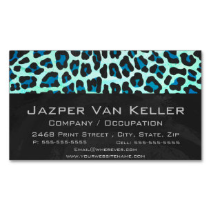 Leopard-schwarzer und aquamariner Druck Magnetische Visitenkarte