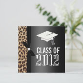 Leopard-schwarzes Abschluss-Party Einladung (Stehend Vorderseite)
