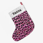 Leopard-Schwarzes und Pink Großer Weihnachtsstrumpf (Rückseite (Hängend))