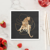 Leopard-Schwarzpapier Serviette (Beispiel)