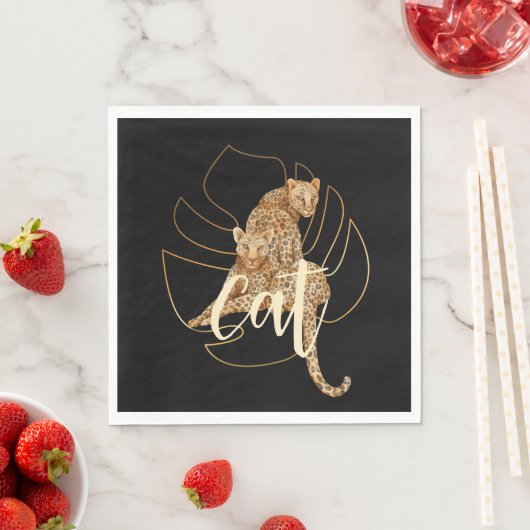 Leopard-Schwarzpapier Serviette (Beispiel)