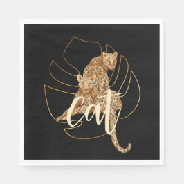 Leopard-Schwarzpapier Serviette