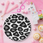 Leopard Schwarzweiss Pappteller (Party)
