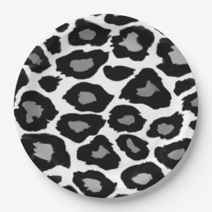 Leopard Schwarzweiss Pappteller