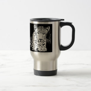 Leopard Schwarzweiß-Portrait-Tasse Reisebecher