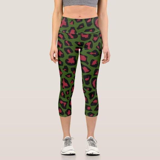 Leopard Seamless Muster Capri Leggings (Vorderseite)