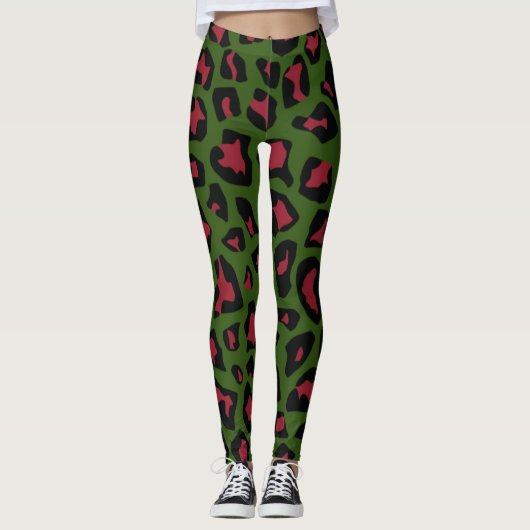 Leopard Seamless Muster Leggings (Vorderseite)
