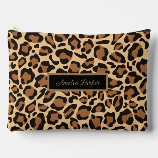 Leopard Seamless Pattern Individuelle Name Zubehörtasche (Vorderseite)