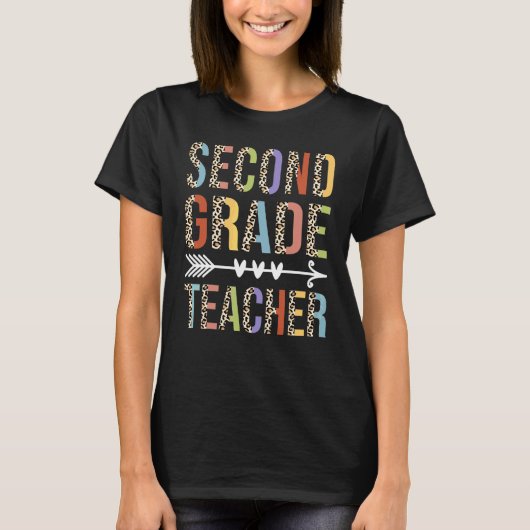 Leopard Second Grade Teacher Back To School Teach T-Shirt (Vorderseite)