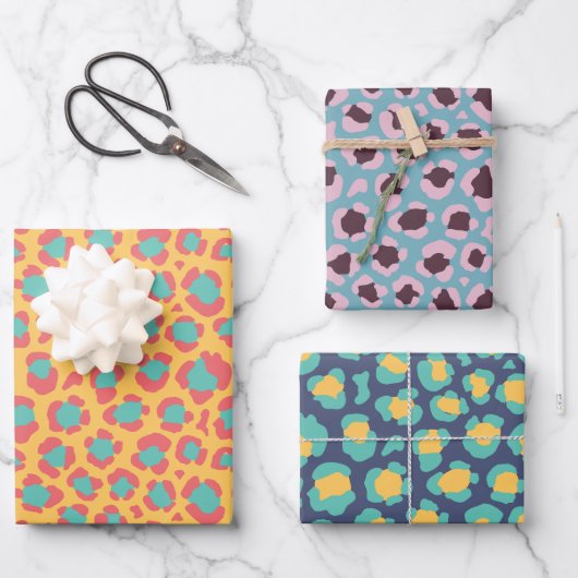 Leopard Set in trendiger Farbe 2025 Geschenkpapier Set (Vorderseite)