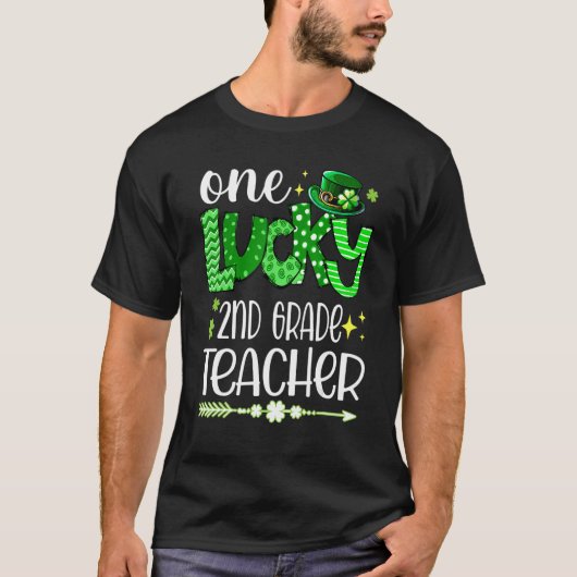 Leopard Shamrock One Lucky 2nd Grade Teacher St Pa T-Shirt (Vorderseite)