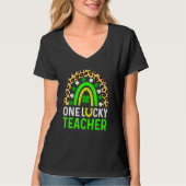 Leopard Shamrock One Lucky Teacher St Patrick's Da T-Shirt (Vorderseite)