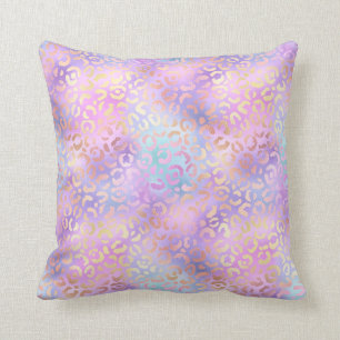 *~* Leopard Shiny Iridescent Rainbow Animal Print Kissen