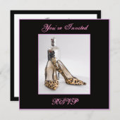 Leopard Shoe Invitation Square, Sie sind eingelade Einladung (Vorne/Hinten)