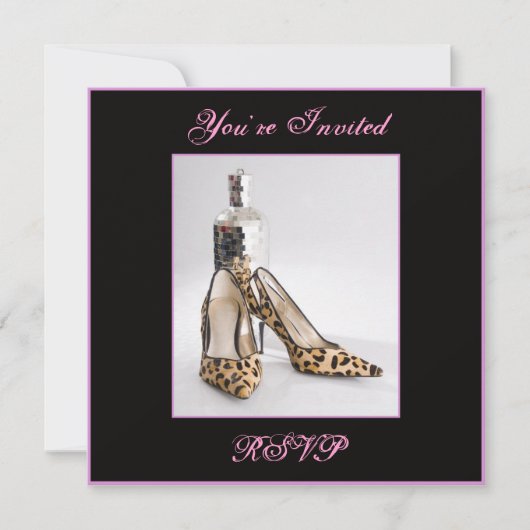 Leopard Shoe Invitation Square, Sie sind eingelade Einladung (Vorderseite)
