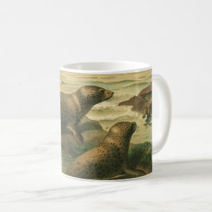 Leopard-Siegel, Vintage-Wassertiere Meeresleben Kaffeetasse