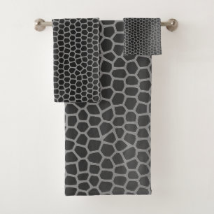 LEOPARD SILVER GRAY BADEZIMMER TOWEL SET