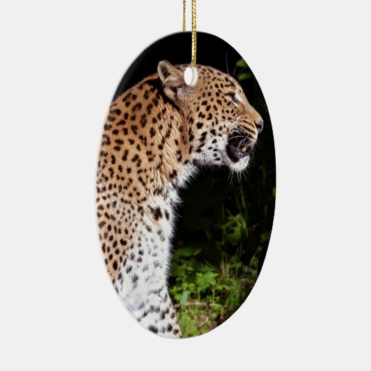 Leopard-Sitzung Keramik Ornament (Rechts)