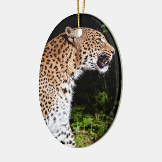 Leopard-Sitzung Keramik Ornament (Links)