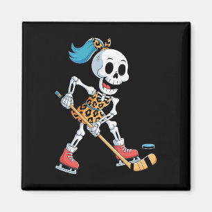 Leopard-Skelett-Eishockey-Halloween-Kostüm Frauen Magnet